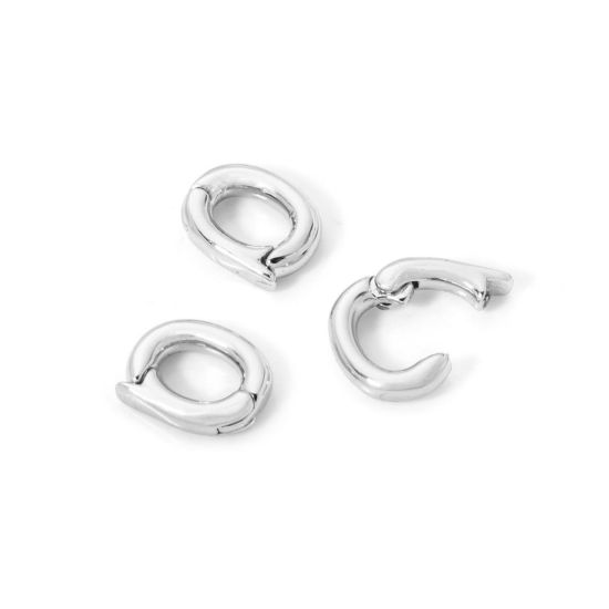 Image de 5 Pcs Fermoirs à Rabat en Laiton Respectueux de la Nature Ovale Plaqué Platine Véritable 9mm x 7.5mm