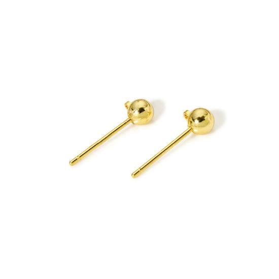 10 個 エコフレンドリー 真鍮 イヤリング 18Kリアルゴールドメッキ ボール ループ付き 6mm x 4mm、 ワイヤーサイズ: （20号）、 の画像