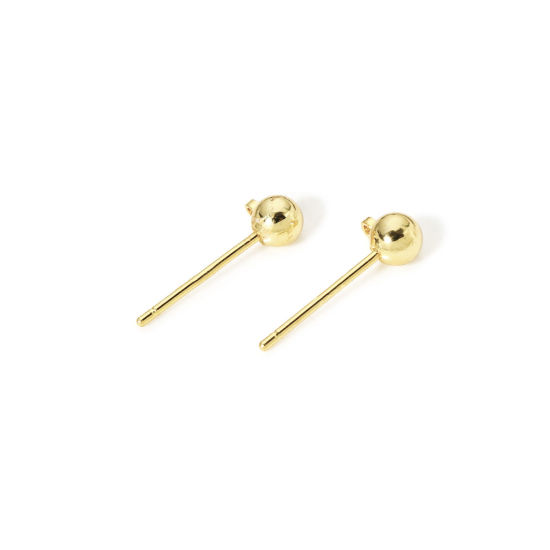 10 個 エコフレンドリー 真鍮 イヤリング 14Kリアルゴールドメッキ ボール ループ付き 6mm x 4mm、 ワイヤーサイズ: （20号）、 の画像