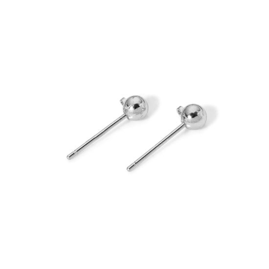 10 個 エコフレンドリー 真鍮 イヤリング リアルプラチナメッキ ボール ループ付き 6mm x 4mm、 ワイヤーサイズ: （20号）、 の画像