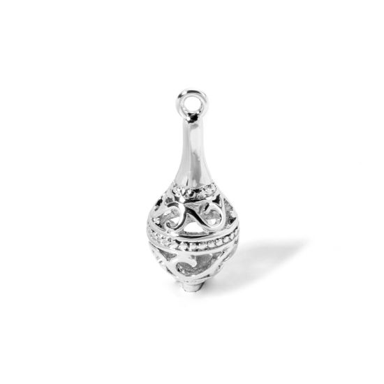Imagen de 2 Unidades Respetuoso del Medio Ambiente Latón Colgantes Platino Real Chapado Gota 3D 23mm x 10mm