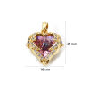 Picture of 2 PCs Brass & Glass Valentine's Day Charm Pendant 18K Gold Plated AB Rainbow Color Heart Clear Cubic Zirconia 21mm x 16mm