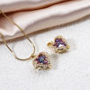 Picture of 2 PCs Brass & Glass Valentine's Day Charm Pendant 18K Gold Plated AB Rainbow Color Heart Clear Cubic Zirconia 21mm x 16mm