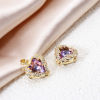 Picture of 2 PCs Brass & Glass Valentine's Day Charm Pendant 18K Gold Plated AB Rainbow Color Heart Clear Cubic Zirconia 21mm x 16mm