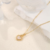 Picture of 1 Piece Eco-friendly Stylish Valentine's Day 18K Gold Plated Black & White Natural Shell & Brass Curb Link Chain Heart Double Sided Pendant Charm Necklace For Women Gift 45cm(17.7") + 5cm(2") long