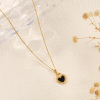 Picture of 1 Piece Eco-friendly Stylish Valentine's Day 18K Gold Plated Black & White Natural Shell & Brass Curb Link Chain Heart Double Sided Pendant Charm Necklace For Women Gift 45cm(17.7") + 5cm(2") long