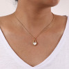 Picture of 1 Piece Eco-friendly Stylish Valentine's Day 18K Gold Plated Black & White Natural Shell & Brass Curb Link Chain Heart Double Sided Pendant Charm Necklace For Women Gift 45cm(17.7") + 5cm(2") long