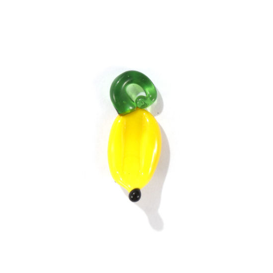 Image de 10 Pcs Breloques 3D en Verre au Chalumeau Jaune Banane 24mm x 11mm