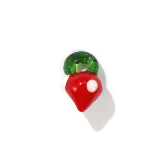 Image de 10 Pcs Breloques 3D en Verre au Chalumeau Rouge Fraises 18mm x 10mm