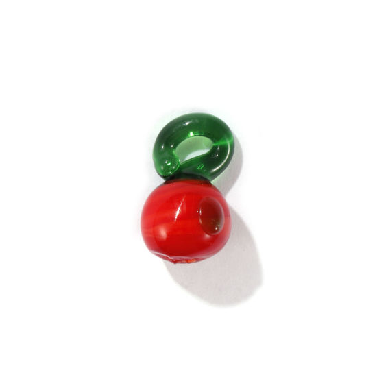 Image de 10 Pcs Breloques 3D en Verre au Chalumeau Rouge Pomme 18mm x 10mm