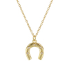Picture of 18K Real Gold Plated Link Cable Chain Luck Horseshoe Pendant Charm Necklace, Brass & Acrylic 46cm(18.1") + 6cm(2.4"), For Women, Clear Cubic Zirconia Stylish West Cowboy Gift, Eco-friendly, 1 Piece