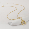 Picture of 18K Real Gold Plated Link Cable Chain Luck Horseshoe Pendant Charm Necklace, Brass & Acrylic 46cm(18.1") + 6cm(2.4"), For Women, Clear Cubic Zirconia Stylish West Cowboy Gift, Eco-friendly, 1 Piece