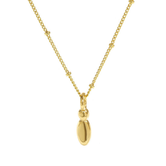 Image de Collier à Breloques Alphabet Majuscule Lettre Initiale Plaqué Or Véritable 18K en Laiton Pour Femmes, Chaîne Maille Cheval 45cm + 5cm, Message " I " Exquis Cadeau, Respectueux de la Nature, 1 Pièce