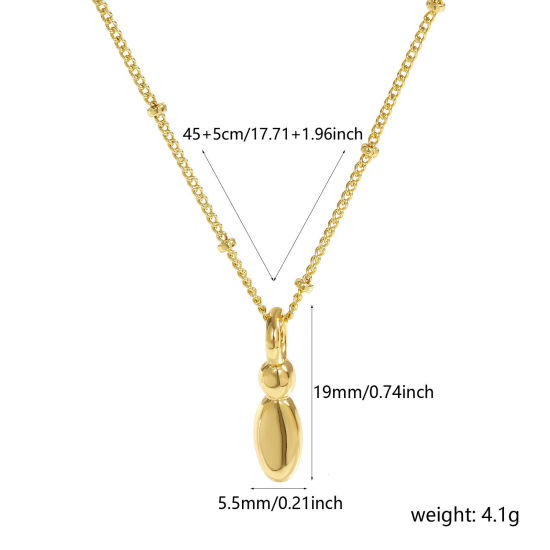 Image de Collier à Breloques Alphabet Majuscule Lettre Initiale Plaqué Or Véritable 18K en Laiton Pour Femmes, Chaîne Maille Cheval 45cm + 5cm, Message " I " Exquis Cadeau, Respectueux de la Nature, 1 Pièce