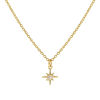 Picture of 18K Real Gold Plated Link Cable Chain Polaris Star Pendant Charm Necklace, Brass 45cm(17.7") + 5cm(2"), For Women, Clear Cubic Zirconia Dainty Galaxy Gift, Eco-friendly, 1 Piece