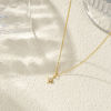 Picture of 18K Real Gold Plated Link Cable Chain Polaris Star Pendant Charm Necklace, Brass 45cm(17.7") + 5cm(2"), For Women, Clear Cubic Zirconia Dainty Galaxy Gift, Eco-friendly, 1 Piece