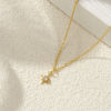Picture of 18K Real Gold Plated Link Cable Chain Polaris Star Pendant Charm Necklace, Brass 45cm(17.7") + 5cm(2"), For Women, Clear Cubic Zirconia Dainty Galaxy Gift, Eco-friendly, 1 Piece