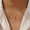 Picture of 18K Real Gold Plated Link Cable Chain Polaris Star Pendant Charm Necklace, Brass 45cm(17.7") + 5cm(2"), For Women, Clear Cubic Zirconia Dainty Galaxy Gift, Eco-friendly, 1 Piece