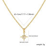 Picture of 18K Real Gold Plated Link Cable Chain Polaris Star Pendant Charm Necklace, Brass 45cm(17.7") + 5cm(2"), For Women, Clear Cubic Zirconia Dainty Galaxy Gift, Eco-friendly, 1 Piece