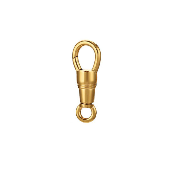 Image de 1 Pièce Fermoirs à Ressort en 304 Acier Inoxydable Placage Sous Vide Écologique Goutte d'Eau Plaqué Or 18K Rotatif 25mm x 9mm