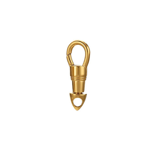 Image de 1 Pièce Fermoirs à Ressort en 304 Acier Inoxydable Placage Sous Vide Écologique Cône Plaqué Or 18K Rotatif 26mm x 10mm