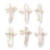 Picture of 1 Piece Natural Freshwater Cultured Pearl Baroque Beads For DIY Jewelry Making Cross White About 3cm x 1.8cm, Hole: Approx 1mm