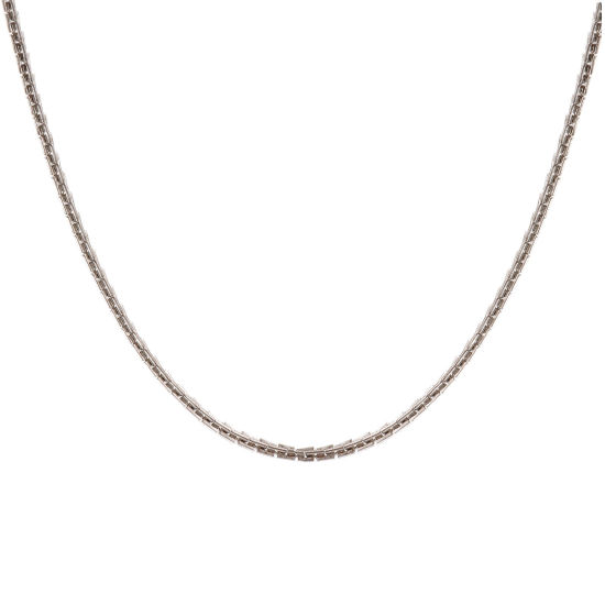 1 本 リアルプラチナメッキ デザインチェーン ネックレス、 真鍮 40cm + 5cm、 チェーンサイズ: 2mm、 女性のため、 ミニマリスト 素敵 プレゼント、 エコフレンドリー、 の画像