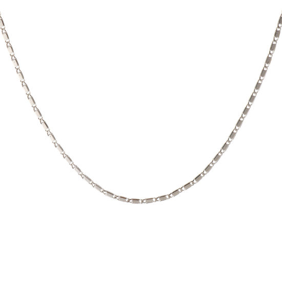 1 本 リアルプラチナメッキ ドゴールチェーン ネックレス、 真鍮 40cm + 5cm、 チェーンサイズ: 1.6mm、 女性のため、 ミニマリスト 素敵 プレゼント、 エコフレンドリー、 の画像