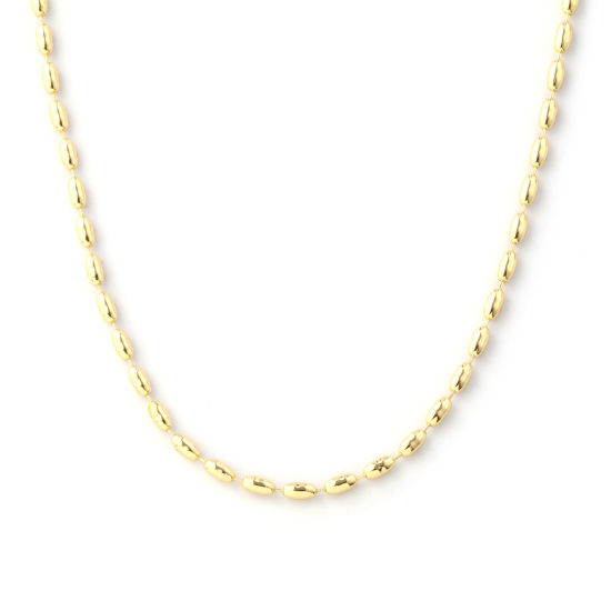 Image de 1 Pièce Colliers Plaqué Or 18K en Laiton Pour Femmes, Chaîne Maille Bille 45cm + 4cm, Taille de la Chaîne: 2mm, Exquis Minimaliste