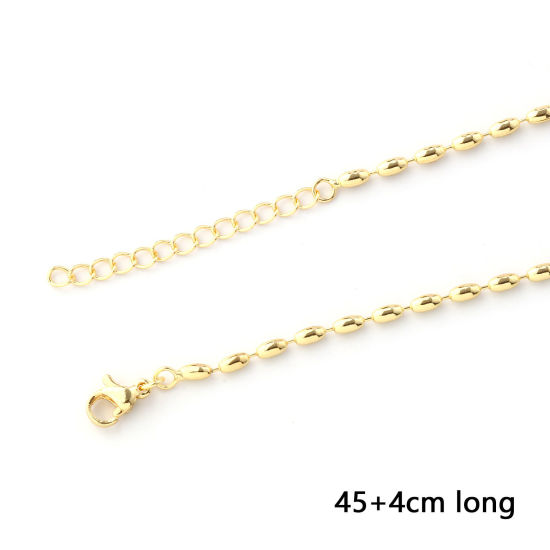 Image de 1 Pièce Colliers Plaqué Or 18K en Laiton Pour Femmes, Chaîne Maille Bille 45cm + 4cm, Taille de la Chaîne: 2mm, Exquis Minimaliste
