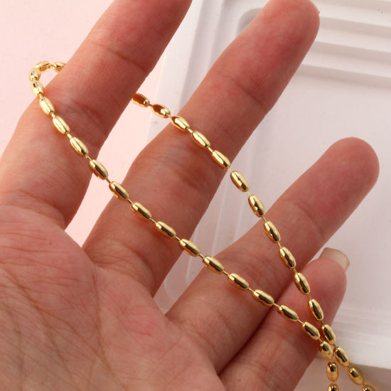 Image de 1 Pièce Colliers Plaqué Or 18K en Laiton Pour Femmes, Chaîne Maille Bille 45cm + 4cm, Taille de la Chaîne: 2mm, Exquis Minimaliste