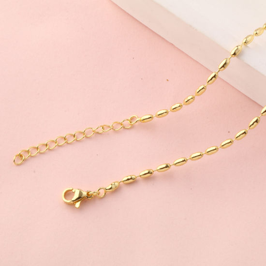 Image de 1 Pièce Colliers Plaqué Or 18K en Laiton Pour Femmes, Chaîne Maille Bille 45cm + 4cm, Taille de la Chaîne: 2mm, Exquis Minimaliste