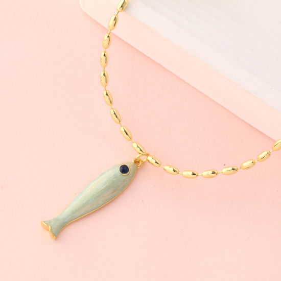 Image de 1 Pièce Colliers Plaqué Or 18K en Laiton Pour Femmes, Chaîne Maille Bille 45cm + 4cm, Taille de la Chaîne: 2mm, Exquis Minimaliste