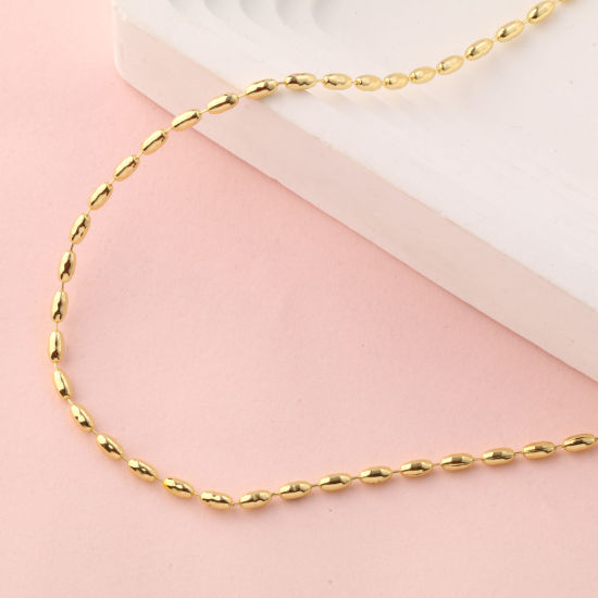 Image de 1 Pièce Colliers Plaqué Or 18K en Laiton Pour Femmes, Chaîne Maille Bille 45cm + 4cm, Taille de la Chaîne: 2mm, Exquis Minimaliste