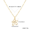 Picture of 18K Real Gold Plated Paperclip Link Chain Flower Pendant Charm Necklace, Brass 45cm(17.7") + 5cm(2"), For Women, Clear Cubic Zirconia Hollow, Stylish Exquisite Gift, Eco-friendly, 1 Piece