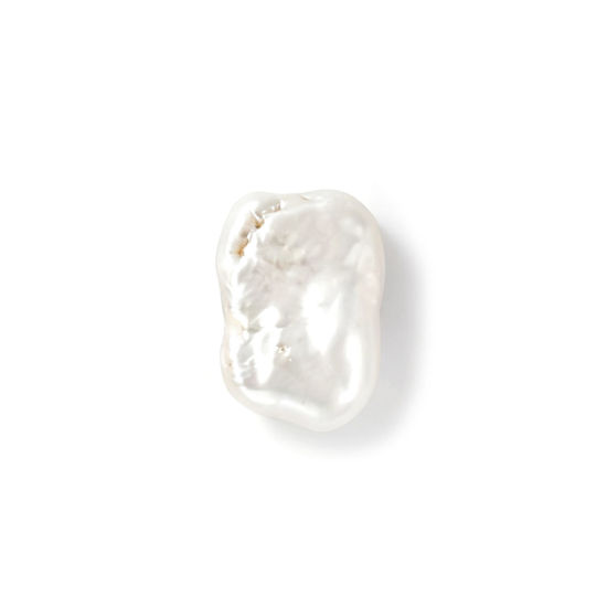 Image de 1 Pièce ( Naturel ) Perles pour DIY Fabrication de Bijoux Baroque en Perle de Culture Rectangle Blanc, 18mm x 12mm, Taille de Trou: 0.5mm