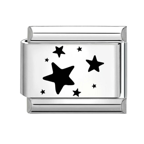 Image de 1 Pièce Bracelet à Maillons Breloques Italiens Accessories de Fabrication de Bracelets Bijoux DIY en 304 Acier Inoxydable Argent Mat Noir Rectangle Pentacle 10mm x 9mm