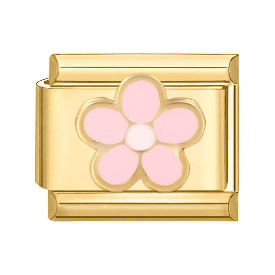 Image de 1 Pièce Bracelet à Maillons Breloques Italiens Accessories de Fabrication de Bracelets Bijoux DIY Élégant en 304 Acier Inoxydable Doré Rose Rectangle Fleurs 10mm x 9mm