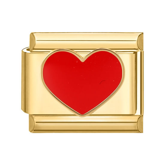 Image de 1 Pièce Bracelet à Maillons Breloques Italiens Accessories de Fabrication de Bracelets Bijoux DIY La Saint Valentin en 304 Acier Inoxydable Doré Rouge Rectangle Cœur 10mm x 9mm