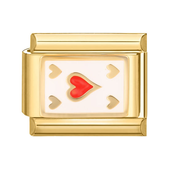 Image de 1 Pièce Bracelet à Maillons Breloques Italiens Accessories de Fabrication de Bracelets Bijoux DIY Élégant en 304 Acier Inoxydable Doré Rouge Rectangle Poker 10mm x 9mm