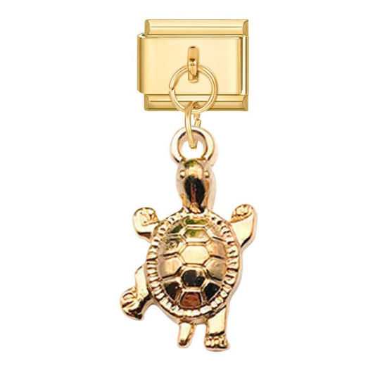 Image de 1 Pièce Maillons de Charme Italiens pour la Fabrication de Bijoux de Montres-Bracelets Modulables à Faire Soi-Même En Gros Élégant en 304 Acier Inoxydable Doré Tortue de Mer Alliage de Zinc Pendentif 10mm x 9mm