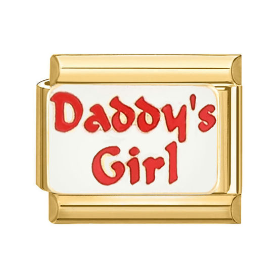 Image de 1 Pièce Bracelet à Maillons Breloques Italiens Accessories de Fabrication de Bracelets Bijoux DIY en 304 Acier Inoxydable Doré Rouge Rectangle Mots " Daddy's Girl " 10mm x 9mm