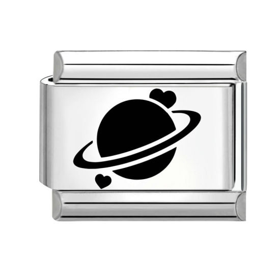Image de 1 Pièce Bracelet à Maillons Breloques Italiens Accessories de Fabrication de Bracelets Bijoux DIY en 304 Acier Inoxydable Argent Mat Noir Rectangle Univers Planète 10mm x 9mm