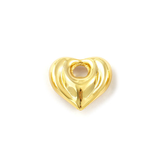 Picture of 2 PCs Eco-friendly Brass Valentine's Day Charms 18K Real Gold Plated Heart 20mm x 19mm