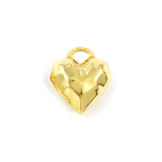 Picture of 2 PCs Eco-friendly Brass Valentine's Day Charms 18K Real Gold Plated Heart Faceted 24mm x 20mm
