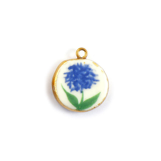 Picture of 2 PCs Eco-friendly PVD Vacuum Plating Waterproof Anti-Tarnish Hypoallergenic 304 Stainless Steel & Ceramic Charms 18K Real Gold Plated Multicolor Round Disc Flower 22mm x 19mm