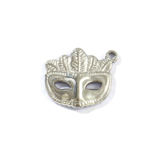 Immagine di 2 Pz Ecologico 304 Acciaio Inossidabile Ciondoli Tono Argento Maschera 21mm x 18mm