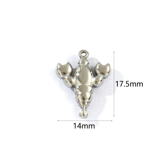 Immagine di 2 Pz Ecologico 304 Acciaio Inossidabile Gioielli Oceanici Ciondoli Tono Argento Aragosta 17.5mm x 14mm
