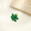 Picture of 1 Piece Eco-friendly Brass Pet Silhouette Charms 18K Real Gold Plated Green Enamel Frog Animal 3D 25mm x 23mm
