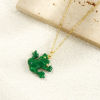 Picture of 1 Piece Eco-friendly Brass Pet Silhouette Charms 18K Real Gold Plated Green Enamel Frog Animal 3D 25mm x 23mm